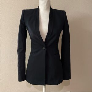 Alice + Olivia Collarless Black One Button Blazer Size 0?